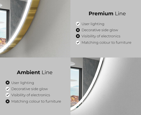 Poolringikujuline peegel LED-valgustusega D222 #2