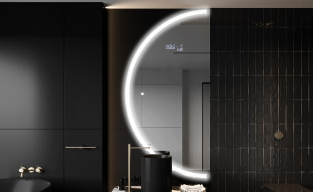 Poolringikujuline peegel LED-valgustusega D222