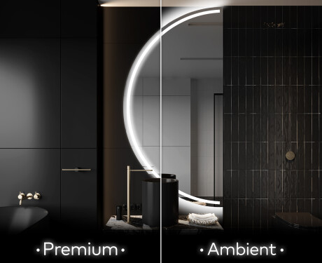Poolringikujuline peegel LED-valgustusega D223