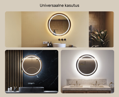 Ümmargune tagantjärele valgustatud LED-vannitoa peegel 80cm, jaheda LED-värviga 7000K, sooja värviga 3000K või neutraalse värviga 4500K #2