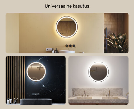 Ümmargune tagantjärele valgustatud LED-vannitoa peegel 60cm jaheda LED-värviga 7000K, sooja värviga 3000K või neutraalse värviga 4500K #2