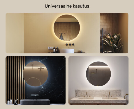 Ümmargune tagantjärele valgustatud LED-vannitoa peegel 80cm, jaheda LED-värviga 7000K, sooja värviga 3000K või neutraalse värviga 4500K #2