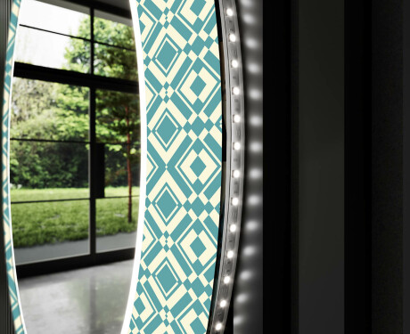 Round Decorative Mirror With LED Lighting For The Bathroom - Abstract Seamless #9
