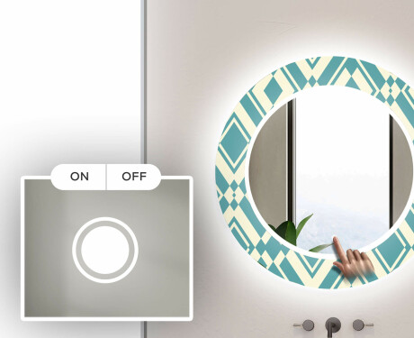 Round Decorative Mirror With LED Lighting For The Bathroom - Abstract Seamless #3