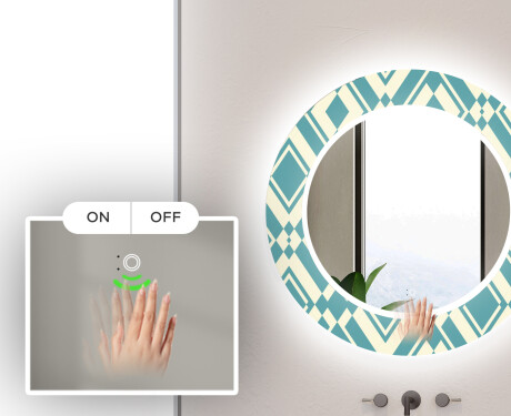 Round Decorative Mirror With LED Lighting For The Bathroom - Abstract Seamless #4