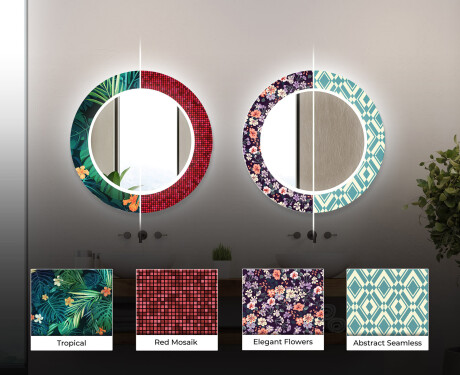 Round Decorative Mirror With LED Lighting For The Bathroom - Abstract Seamless #5