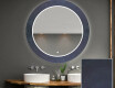 Round Decorative Mirror With LED Lighting For The Bathroom - Blue Drawing