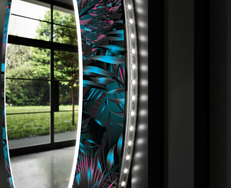 Ümmargune dekoratiivne peegel koos LED-valgustusega vannitoas - Fluo Tropic #9