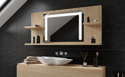 Vannitoa led valgustatud peegel riiulitega L11