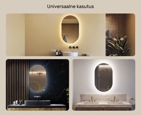 Tagantjärele valgustatud LED vannitoa peegel 50x80cm jaheda LED värviga 7000K, sooja värviga 3000K või neutraalse värviga 4500K #2