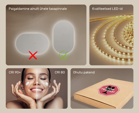 Tagantjärele valgustatud LED vannitoa peegel 50x80cm jaheda LED värviga 7000K, sooja värviga 3000K või neutraalse värviga 4500K #5
