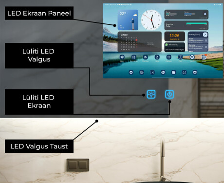 Nutikas Ümar LED Vannitoa Peegel SmartScreen 21,5” #2