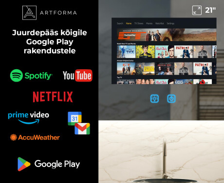 Nutikas Ümar LED Vannitoa Peegel SmartScreen 21,5” #3