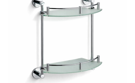 CLASSIC – poolringikujuline kaheosaline riiul / kroom, mattklaas