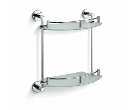 CLASSIC – poolringikujuline kaheosaline riiul / kroom, mattklaas
