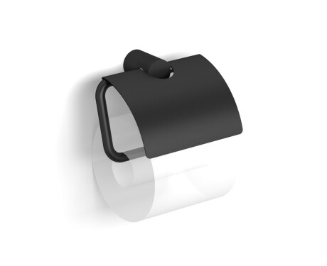 MEGAN – tualettpaberihoidja / kaitsekilbiga / mattmust