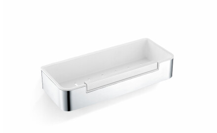 Korb 29x12x5,5, pingutusnööriga / poleeritud teras / valge plastist sisekauss