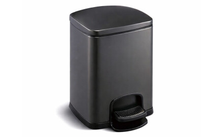 PREMIUM pedaaliga prügikast, ristkülikukujuline, 5 L, pehme sulgemine / mattmust