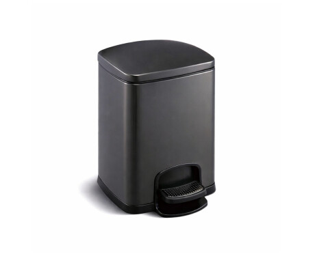 PREMIUM pedaaliga prügikast, ristkülikukujuline, 5 L, pehme sulgemine / mattmust