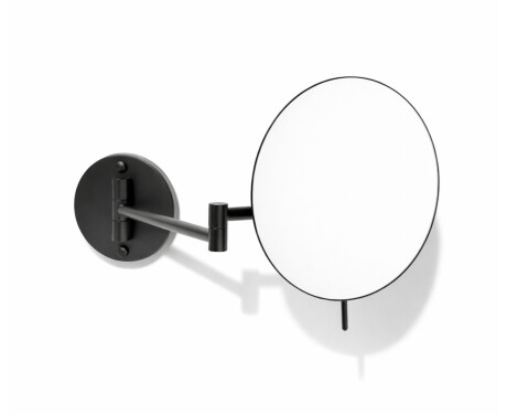 3-kordse suurendusega kosmeetikapeegel, ümmargune, kallutatav, kahe liikuva varrega / mattmust