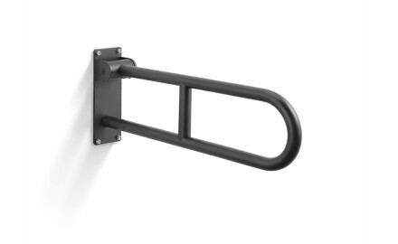 Puudega inimeste abikäepide Ø32, kaarjas, kallutatav, STANDARD – 60 cm / roostevaba teras, mattmust