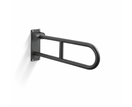 Puudega inimeste abikäepide Ø32, kaarjas, kallutatav, STANDARD – 60 cm / roostevaba teras, mattmust