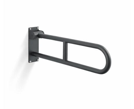 Puudega inimeste abikäepide Ø32, kaarjas, kallutatav, STANDARD – 70 cm / roostevaba teras, mattmust