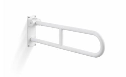 Puudega inimeste abikäepide Ø32, kaarjas, kallutatav, STANDARD – 70 cm / roostevaba teras, mattvalge