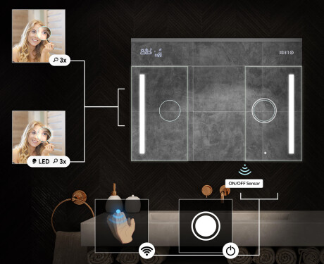 Seinale kinnitatav vannitoakapp LED-peegliga L02 Emily 100 x 72 cm, San Marino värvitoonis #5