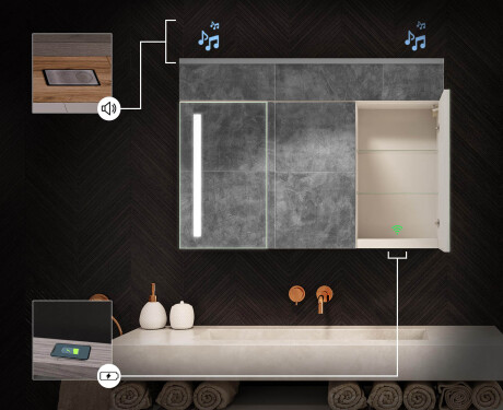 Seinale kinnitatav vannitoakapp LED-peegliga L02 Emily 100 x 72 cm, San Marino värvitoonis #6