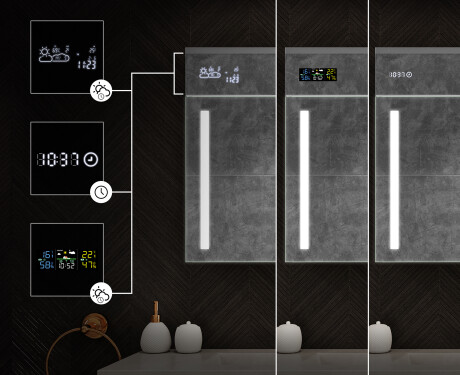 Seinale kinnitatav vannitoakapp LED-peegliga L02 Emily 100 x 72 cm, Oslo tamme toonis #4