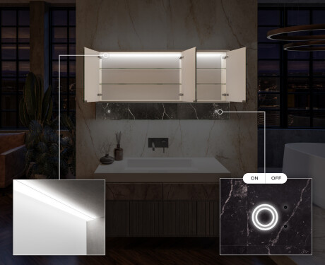 LED Vannitoakapp Lily - 3-ukseline 100 x 72,5cm #6