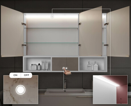 LED Vannitoakapp Emma - 3-ukseline 100 x 72cm #5