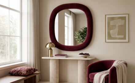 Disainpolsterdatud peegel - Velora Arco