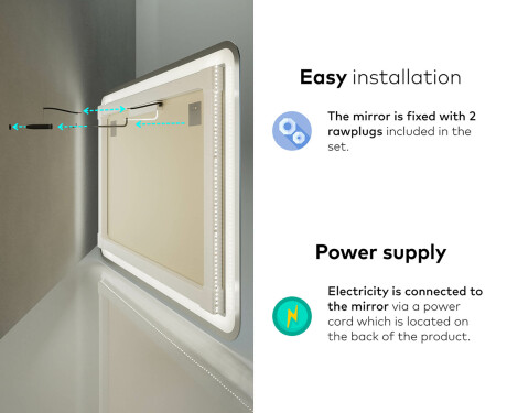 Disaineri taustavalgustusega LED-vannitoa peegel L145 #10